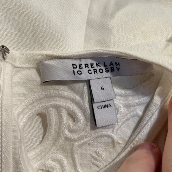 NWOT Derek Lam 10 Crosby Everett Eyelet Cotton Linen Mini Dress White Size 6 - Picture 13 of 15